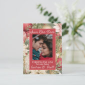 Elegante Kerstavond Romantische Fototrouwfoto Aankondigingskaart (Staand voorkant)