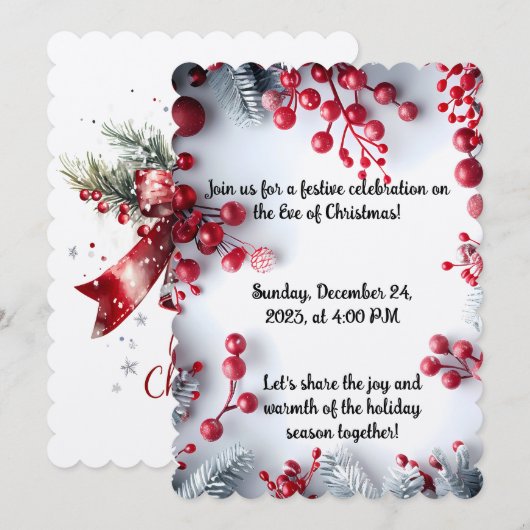 Elegante kerstavond uitnodiging (Voorkant / Achterkant)