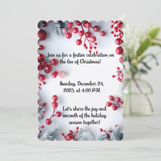 Elegante kerstavond uitnodiging (Staand voorkant)