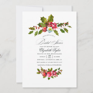 Elegante Kerstbal en Klimop Kerst Bruidsdouche Kaart