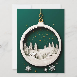 Elegante Kerstbal Groen Winterdorp Kaart