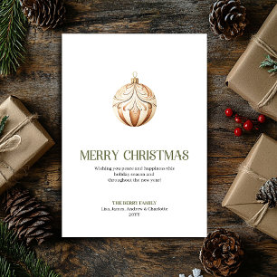 Elegante Kerstbal Kaart Neutraal Goud Minimalistis