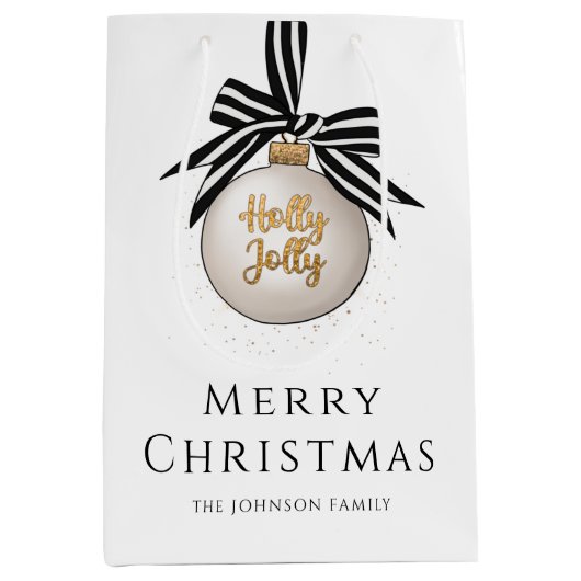 Elegante Kerstbal Medium Cadeauzakje (Voorkant)