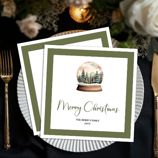 Elegante Kerstbal Naam Servetten met Script Letter