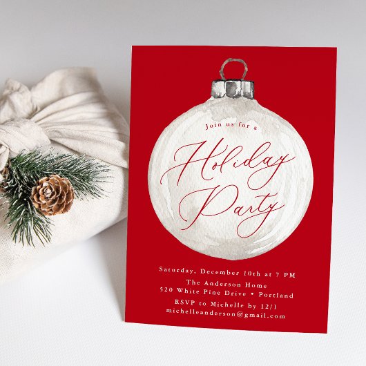 Elegante Kerstbal Rode Kerstfeest Party Kaart