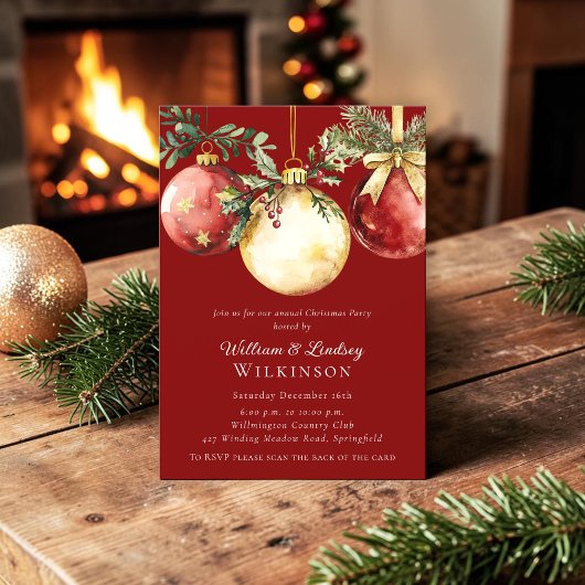 Elegante Kerstbal Vakantiefeestje Kaart