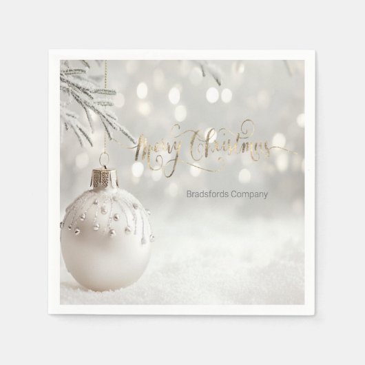 Elegante kerstbal witte bokeh servet (Voorkant)