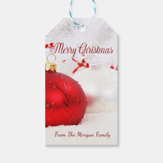Elegante kerstballen cadeaulabel (Voorkant)