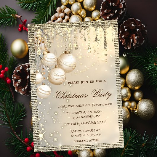 Elegante Kerstballen Drips Goud Kerst  Kaart