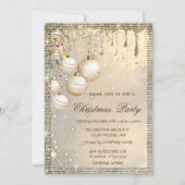 Elegante kerstballen druipt gouden kerst kaart (Voorkant)