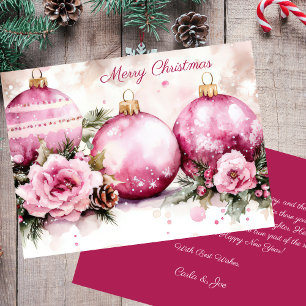 Elegante kerstballen en bloemen Groeten Kaart
