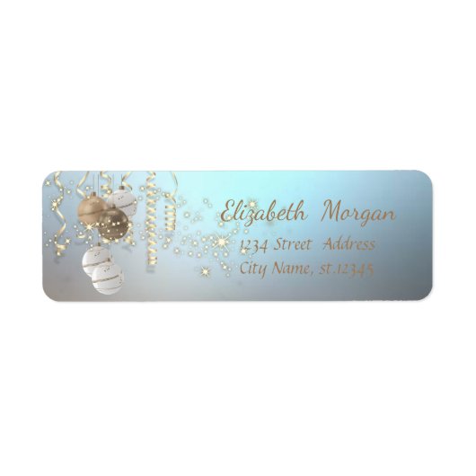 Elegante Kerstballen, Glans, Blauw Etiket (Voorkant)