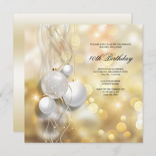 Elegante Kerstballen Kerstmis Verjaardagsfeestje Kaart (Voorkant / Achterkant)