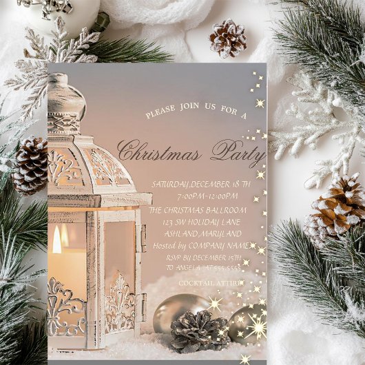 Elegante Kerstballen, Lantaarn Kerstfeest Kaart