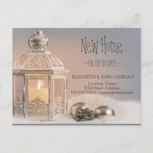 Elegante Kerstballen, Lantaarn Nieuw Adres Aankondigingskaart