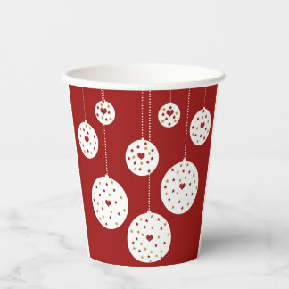 Elegante kerstballen met sterren en harten papieren bekers