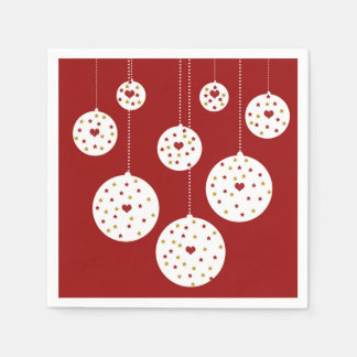 Elegante kerstballen met sterren en harten servet