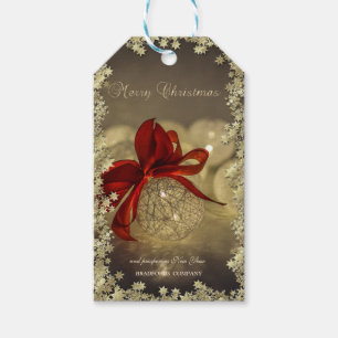 Elegante Kerstballen Rood lint Sterren Bedrijf Cadeaulabel