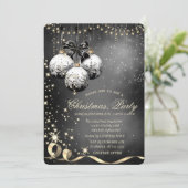 Elegante kerstballen Sparkle Christmas Party Kaart (Staand voorkant)