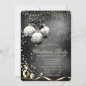 Elegante kerstballen Sparkle Christmas Party Kaart (Voorkant)
