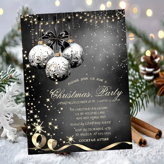 Elegante kerstballen Sparkle Christmas Party Kaart