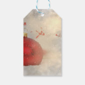 Elegante kerstballen, strik, confetti cadeaulabel (Achterkant)