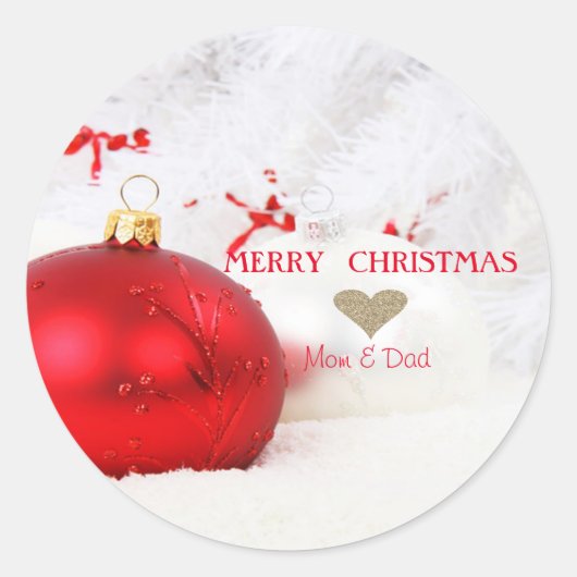 Elegante kerstballen.Takken Ronde Sticker (Voorkant)