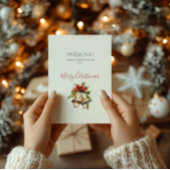 Elegante kerstbedankkaart in groen en rood. bedankkaart