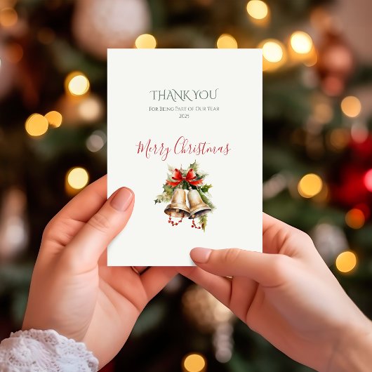 Elegante kerstbedankkaart in groen en rood. bedankkaart