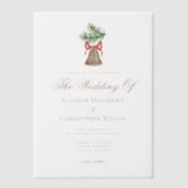 Elegante kerstbel bruine typografie vellum uitnodigingen (Voorkant)