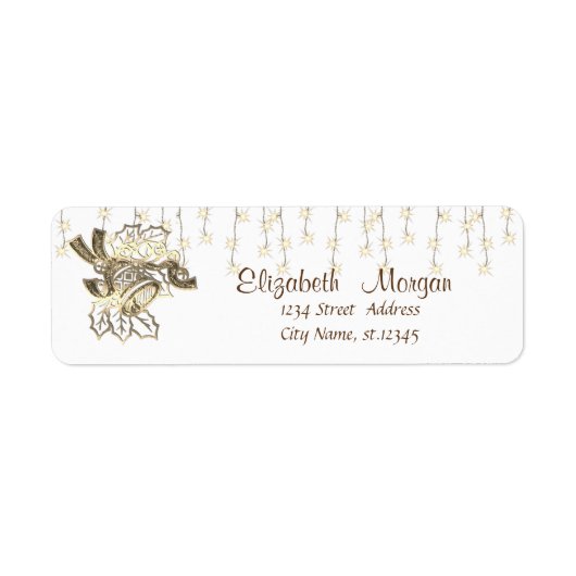 Elegante kerstbel, kerstlichten etiket (Voorkant)