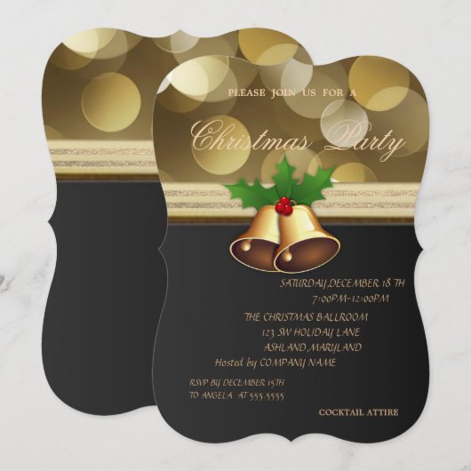Elegante Kerstbellen, Kerstfeest Kaart (Voorkant / Achterkant)