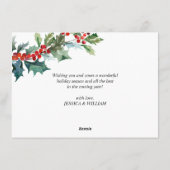 Elegante Kerstbes Holly Berry Kerstmis Mistletoe G Feestdagenkaart (Achterkant)