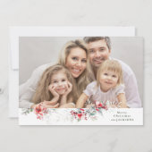 Elegante kerstbladeren foto feestdagenkaart (Voorkant)