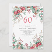 Elegante kerstbloem 60ste verjaardagsfeest kaart (Voorkant)