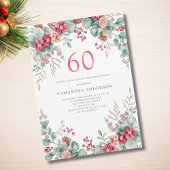 Elegante kerstbloem 60ste verjaardagsfeest kaart