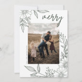 Elegante Kerstbloem Vrolijk Groen Foto Feestdagenkaart (Voorkant)