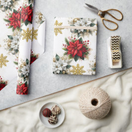 Elegante Kerstbloemen  Cadeaupapier