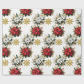 Elegante Kerstbloemen  Cadeaupapier (Vlak)