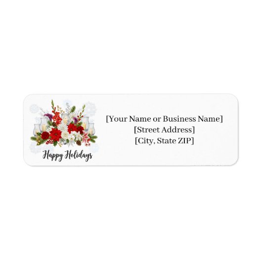 Elegante Kerstboeket Bloemstuk Etiket (Voorkant)