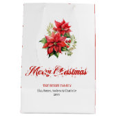 Elegante Kerstboeket Script Font Gift Zak Medium Cadeauzakje (Achterkant)