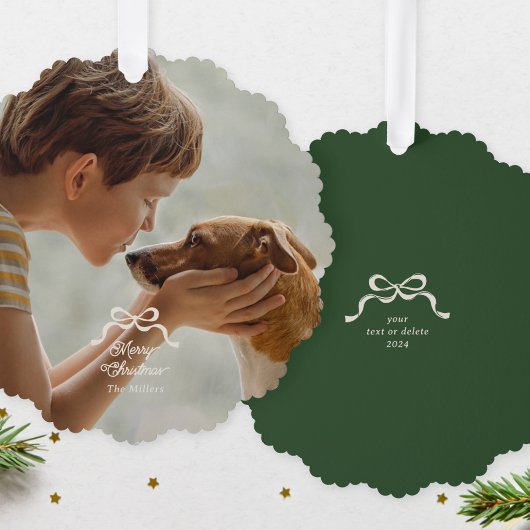 Elegante Kerstbogen Foto Ornament Kaart