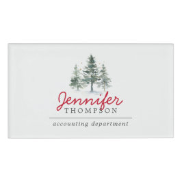 Elegante kerstbomen Bossen feestdag Naambadge