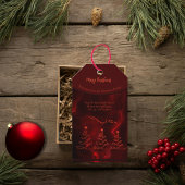 Elegante kerstbomen Bourgogne Cadeaulabel