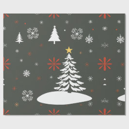 Elegante kerstbomen en sneeuwvlokken cadeaupapier
