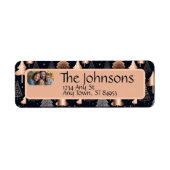 Elegante kerstbomen familie retouradres etiket (Voorkant)