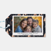 Elegante kerstbomen Familiefoto Cadeaulabel (Achterkant Horizontaal)