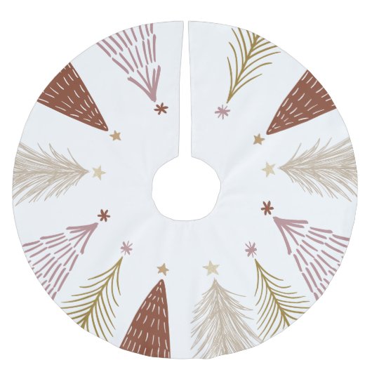 Elegante kerstbomen Feestelijk vakantiepatroon Fleece Kerstboom Rok (Voorkant)