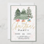 Elegante Kerstbomen met Waterverf Feestje Kaart (Voorkant)