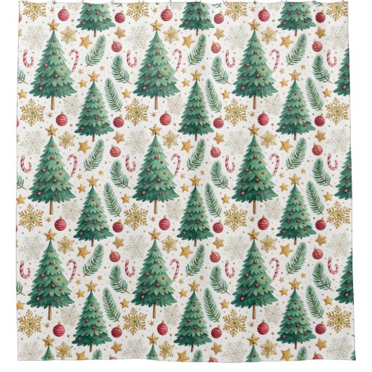 Elegante kerstbomen Minimalistische douchegordijn (Voorkant)